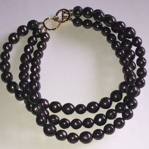 Kenneth Jay Lane Multistrand Brown Faux Pearl Necklace with Gold Tone Clasp